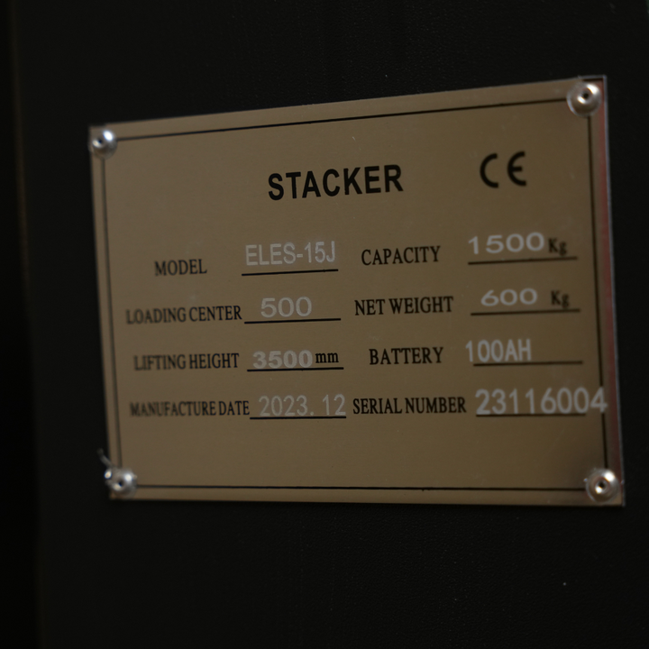 SST15 Electric Pallet Stacker - 1500kg Capacity, 3.5m Lifting Height Sumachay Lifts